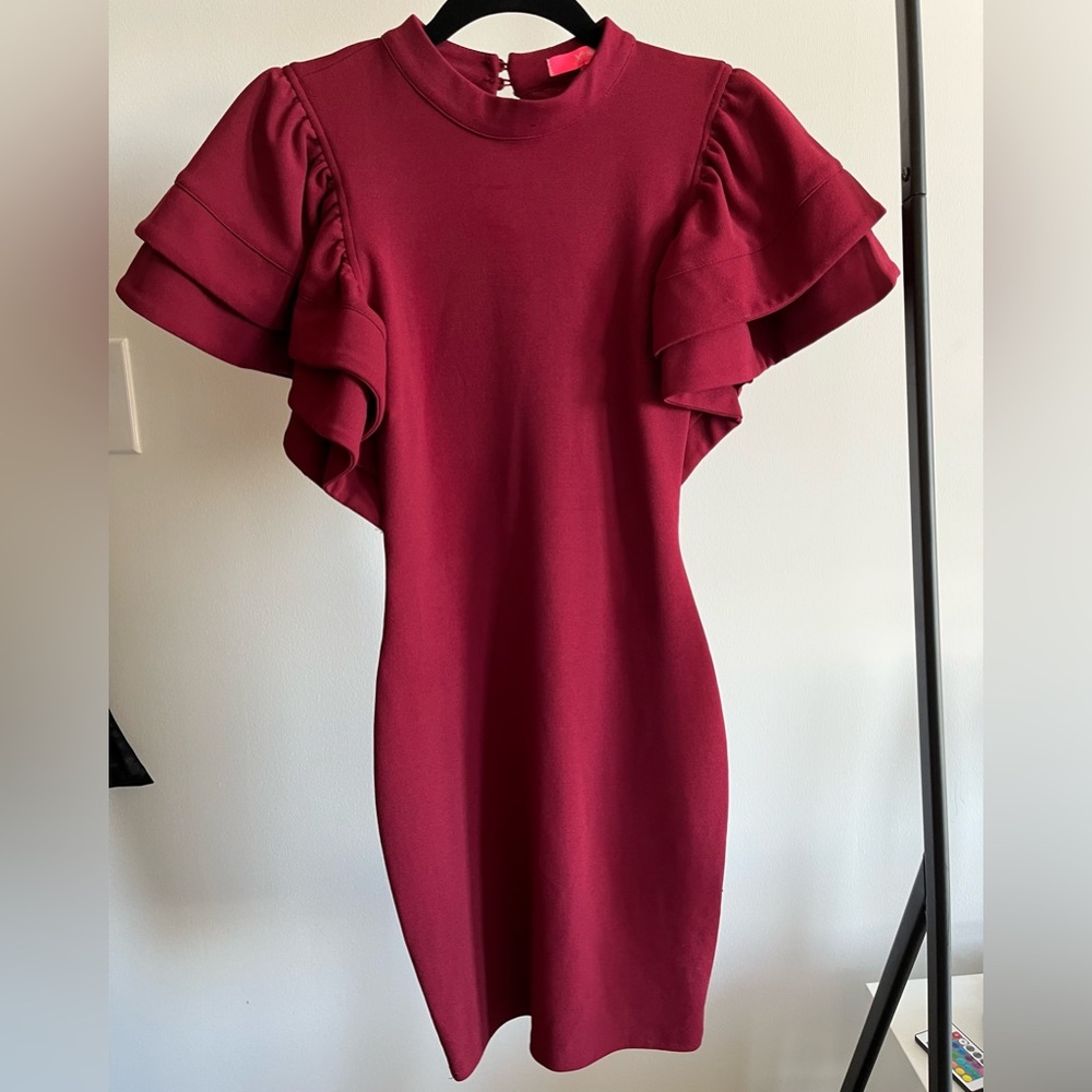 Ruffle Shoulder Bodycon Dress